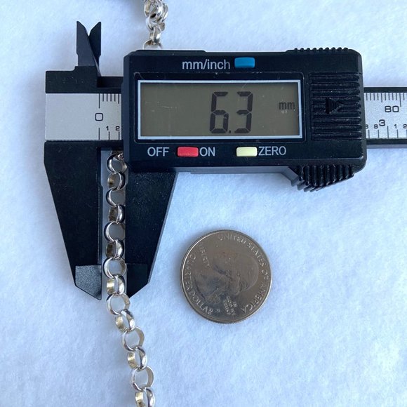 Sterling Silver 925 AGI Italy 6MM Rolo Link Bell Charm Bracelet Size 8" 13.5g - Picture 15 of 17